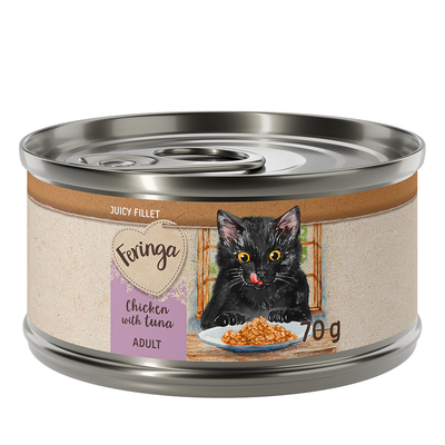 24x70g Kip met Tonijn Feringa Juicy Fillet Katten Natvoer - natvoer katten
