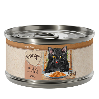 24x70g Kip met Rund Feringa Juicy Fillet Katten Natvoer - natvoer katten