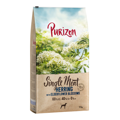 Purizon Single Meat Haring met Vlierbloesem - Dubbelpak: 2 x 12kg - hondenbrokken