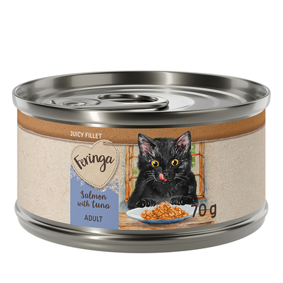 24x70g Zalm met Tonijn Feringa Juicy Fillet Katten Natvoer - natvoer katten
