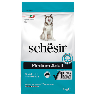 Voordeelpakket: 2x 3kg Schesir Dog Medium Adult met vis droogvoer voor honden - hondenbrokken