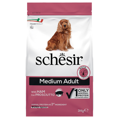 2x3kg Schesir Dog Medium Adult met ham droogvoer - hondenbrokken