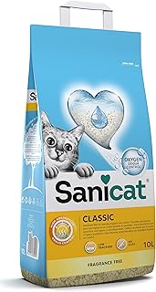 Sanicat – Classic kattenbakvulling zonder geurstoffen | snelle absorptie | hoogwaardig product voor de hygiëne van je huisdier | stofvrij | verpakkingsgrootte 10 l