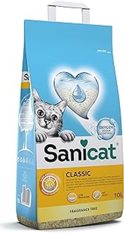 Sanicat – Classic kattenbakvulling zonder geurstoffen | snelle absorptie | hoogwaardig product voor de hygiëne van je huisdier | stofvrij | verpakkingsgrootte 10 l