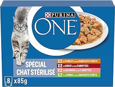 PURINA ONE Kat verschillende smaken, kip, rundvlees, zalm en kalkoen, 80 x 85 gr - kattenbrokken
