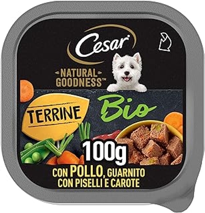 Cesar Natural Goodness Biologische kip en groenten, compleet biologisch natvoer voor honden, 16 blikjes à 100 g - natvoer honden