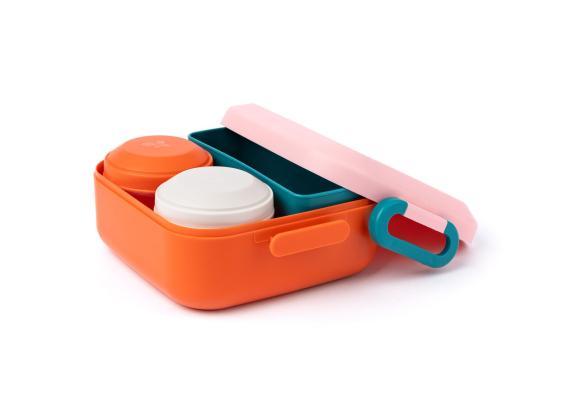 Amuse Rikko lunchbox met divider + 2 snackboxen Poppy Flamingo