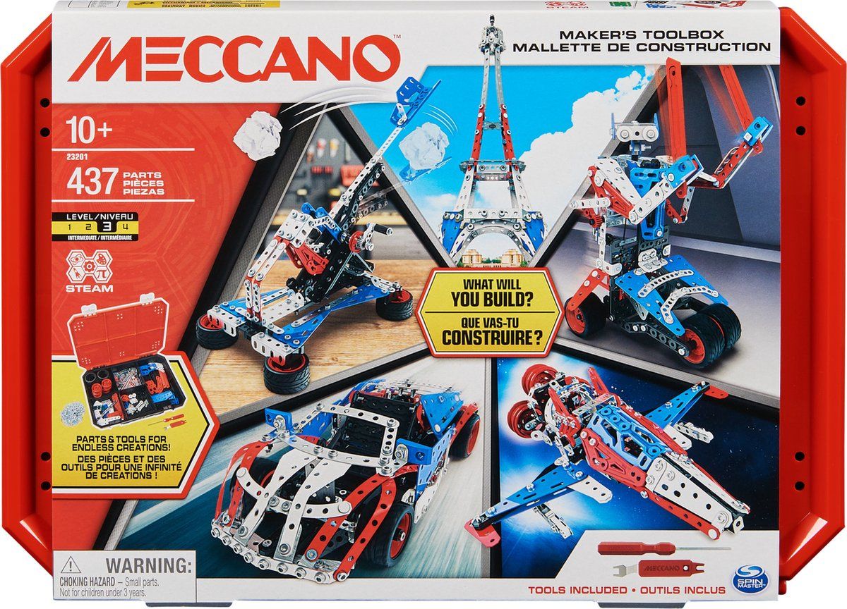 Meccano - Gereedschapskist 437-delig S.T.E.A.M.-modelbouwpakket voor gevorderden om vrij mee te spelen