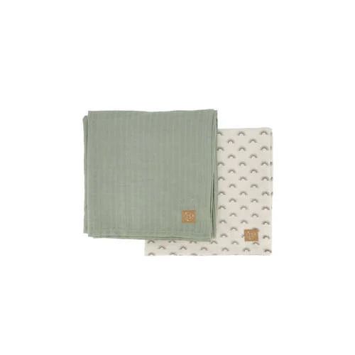 Zusss hydrofiele doek XL 110x110 cm - set van 2 zand/saliegroen