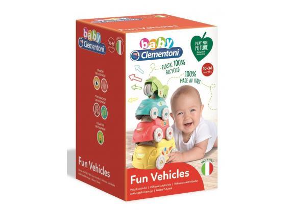 Baby Clementoni - Fun Vehicles - Speelgoed Auto - Verschillende Voertuigen - 3 Auto’s en 1 Motor - 1-3 jaar