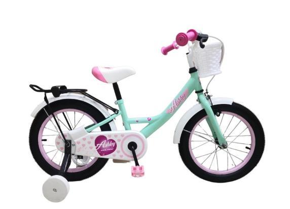 Volare Bicycles Ashley 16" muntgroene fiets met mandje en zijwielen