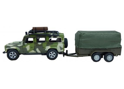 Kids Globe Die-cast Land Rover Met Aanhanger Leger, 27cm