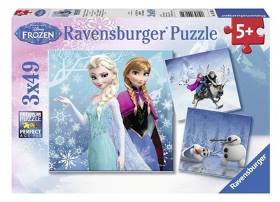 Ravensburger puzzel Disney Frozen Avontuur in Winterland - Drie puzzels - 49 stukjes - kinderpuzzel
