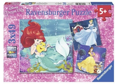 Ravensburger puzzel Disney Princess Avonturen van de prinsessen - Drie puzzels - 49 stukjes - kinderpuzzel