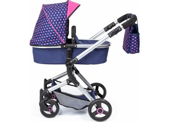 Bayer Design - Combi Poppenwagen Neo Vario - Blauw met Hartjes