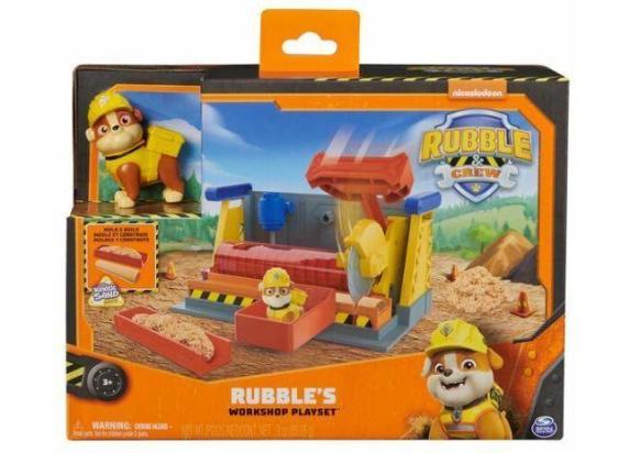 Rubble & Crew - Rubble's Werkplaats-speelset - met Rubble-figuurtje en 85 g Kinetic Build-It speelzand - PAW Patrol speelgoed