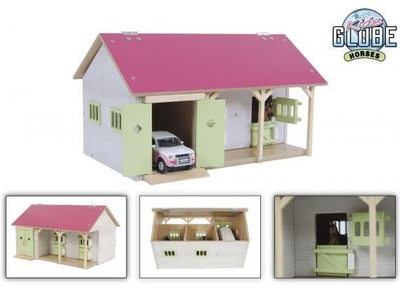 Kids Globe Paardenstal Roze met 2 Boxen en Berging 1:32