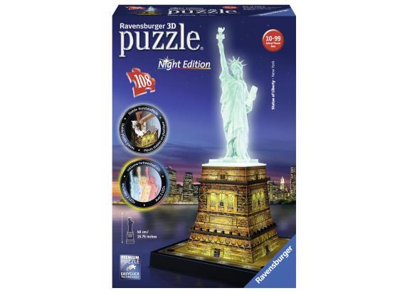 Ravensburger Statue of Liberty Night Edition- 3D puzzel gebouw - 108 stukjes