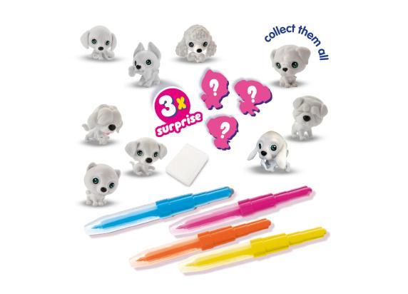 SES - Blow airbrush pens - Puppy's surprise 3x - verzamel ze allemaal - maak mooie kleurovergangen - met 4 blow airbrush pennen - knutselen meisjes