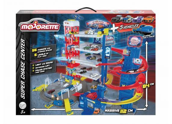 Majorette Super Chase Center - 112x70x84 cm - 6 verdiepingen + 4 voertuigen - Die-cast - Vanaf 5 jaar - Speelgoedgarage