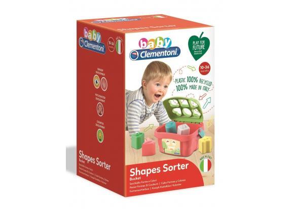 Baby Clementoni - Shape Sorter - Vormenstoof - Blokkendoos met Cijfers en Kleuren - Plastic Vormen - Duurzaam Speelgoed - 1 Jaar