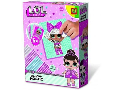 SES L.O.L. - Diamant mozaïek - diamond painting - 5 kaarten en 4 kleuren diamant stickers - knutselen meisjes
