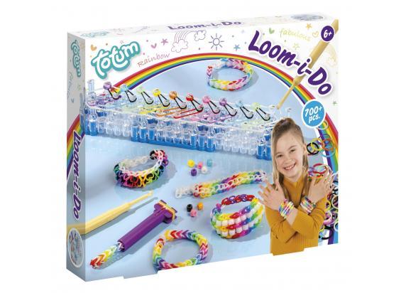 Totum Looming set armbandjes maken Loom I do - knutselpakket incl. tool en loom elastiekjes cadeautip creatief knutselset regenboog design