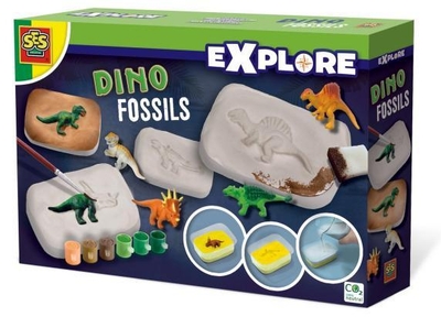 SES - Explore - Dino fossielen - maak zelf fossielen in gips - inclusief dino's, verf, gips en klei - Dinosaurus Speelgoed - Experimenteerdozen