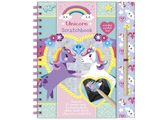 Totum Unicorn vakantie doeboek luxe kraskaarten scratch art sticker en kleurboek met unicorns A5 25-deligm