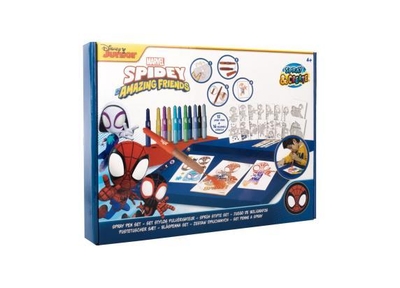 Marvel - Spidey and his Amazing Friends - Spray Pen Set Deluxe (SP22368) - Kleurstiften voor Kinderen - Tekenset met Gekleurde Pennen en Tekensjablonen