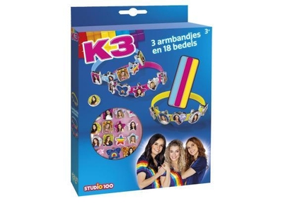 K3 Totum 3 schuif armbandjes maken met 18 bedels - knutselset 21 delig Studio 100 meisjes