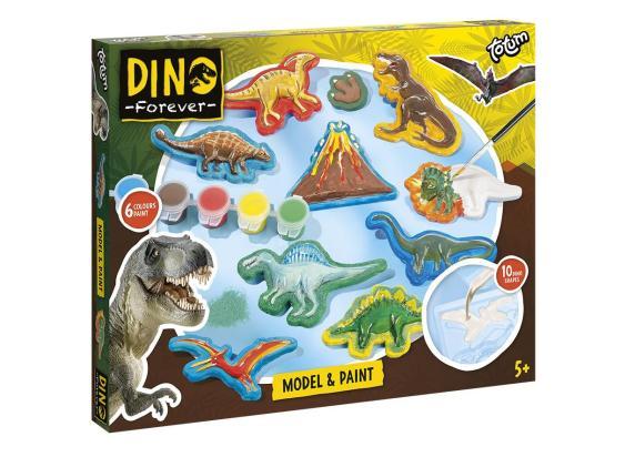 Totum Dinosaurus junior knutselset gips en verfset Dino Forever model & paint inclusief gips, 6 kleuren verf - cadeautip jongens