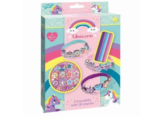 Totum Unicorn 3 schuif armbandjes maken met 18 bedels - knutselset - cadeautip meisjes