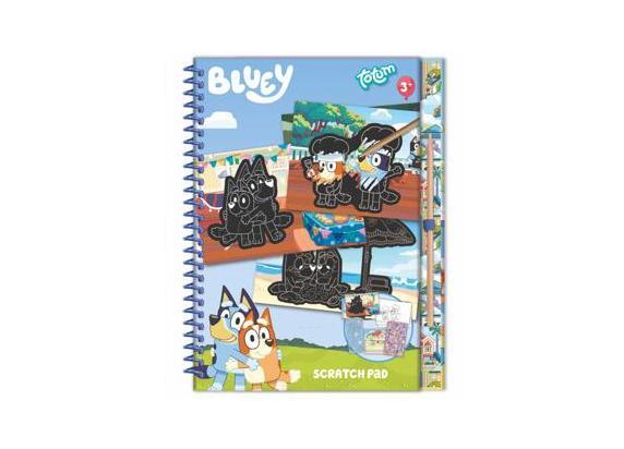 Totum Bluey doeboek met luxe kraskaarten, kleurplaten en stickers - 20-delig boek tekenen kleuren scratch art creatief speelgoed