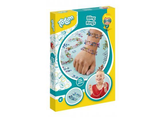 Totum Bling Rings armbandjes maken creatief speelgoed 1000+ kralen en ringetjes knutselen sieradenset - cadeautip