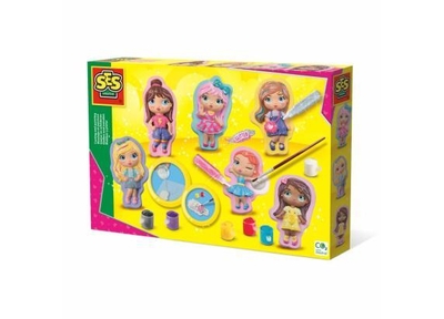 SES - Gips Gieten en schilderen - Fashion girls - Gips gieten - sneldrogend gips - met glitterlijm - knutselen meisjes - knutselpakket