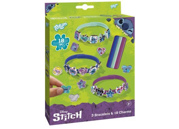 Disney Lilo en Stitch Totum - zelf 3 schuif armbandjes maken met 18 bedels en stickers - 21 -delige set