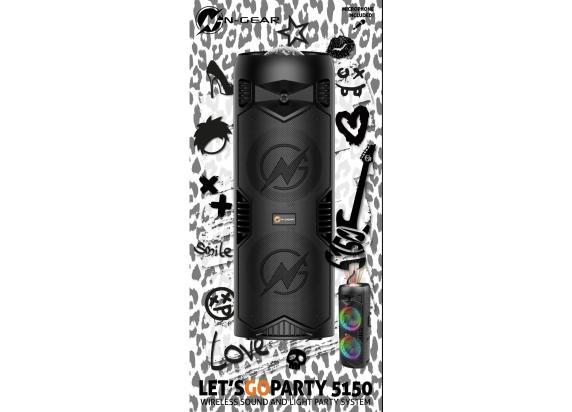 N-GEAR LGP5150 - Draadloze Bluetooth Party Speaker - Karaoke Set - 1 Microfoon - Discoverlichting - Stealth Black