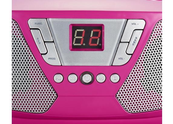 BigBen Interactive Draagbare Radio/CD speler roze met stickers