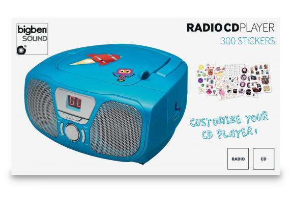 BigBen Interactive Draagbare Radio/CD speler blauw met stickers