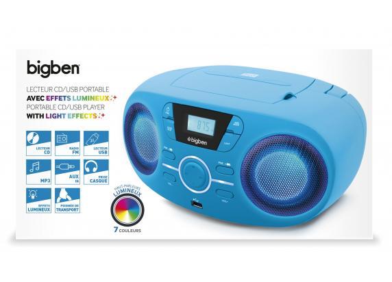 BigBen Interactive Draagbare Radio/CD speler blauw met lichteffecten