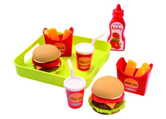 Ecoiffier Hamburger tray met frietjes