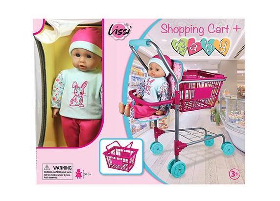 Lissi Dolls Babypop 30cm met winkelwagentje