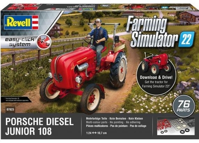 1:24 Revell 07823 Porsche Junior 108 Tractor - Farming Simulator Edition Plastic Modelbouwpakket