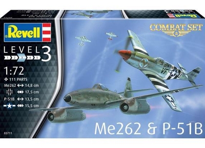 Revell Modelbouwpakket Vliegtuigen - 03711 Combat Set Messerschmitt Me262 - P-51B Mustang Plastic - 1:72 -