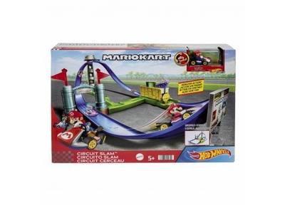 Hot Wheels Mario Kart Slam Stroomkring - Racebaan met Super Mario Bros-Figuur