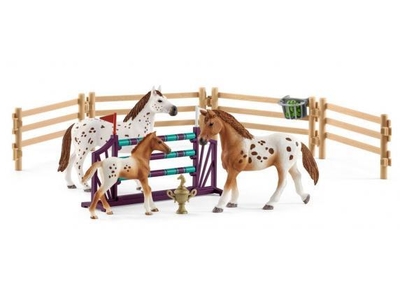 schleich HORSE CLUB - Lisa's toernooitraining - Kinderspeelgoed - Paarden speelgoed - 3 Appaloosa's en Hindernissen - 17 onderdelen