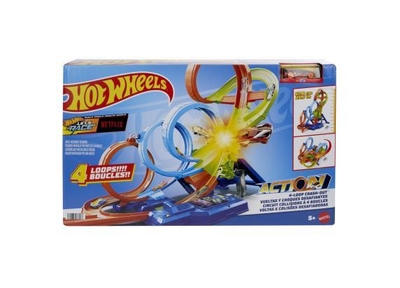 HOT WHEELS TRACK BUILDER ACTION ENDLESS LOOP BOOSTED SET.