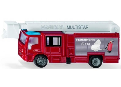 Siku Brandweerwagen Magirus Multistar TLF met hoogwerker 1:87 metaal/kunststof rood/wit uitschuifbare ladder