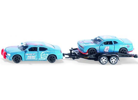 Siku Dodge Charger met Dodge Challenger SRT Racing hemelsblauw metaal/kunststof 1:55 deuren kunnen open